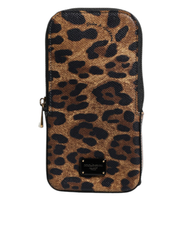 Brown Leopard Print Dauphine Leather Zip Around Wallet Dolce & Gabbana