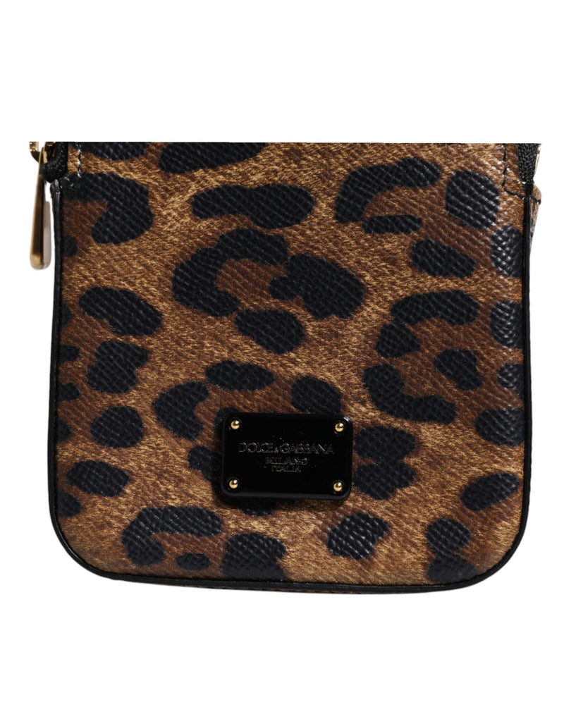 Brown Leopard Print Dauphine Leather Zip Around Wallet Dolce & Gabbana