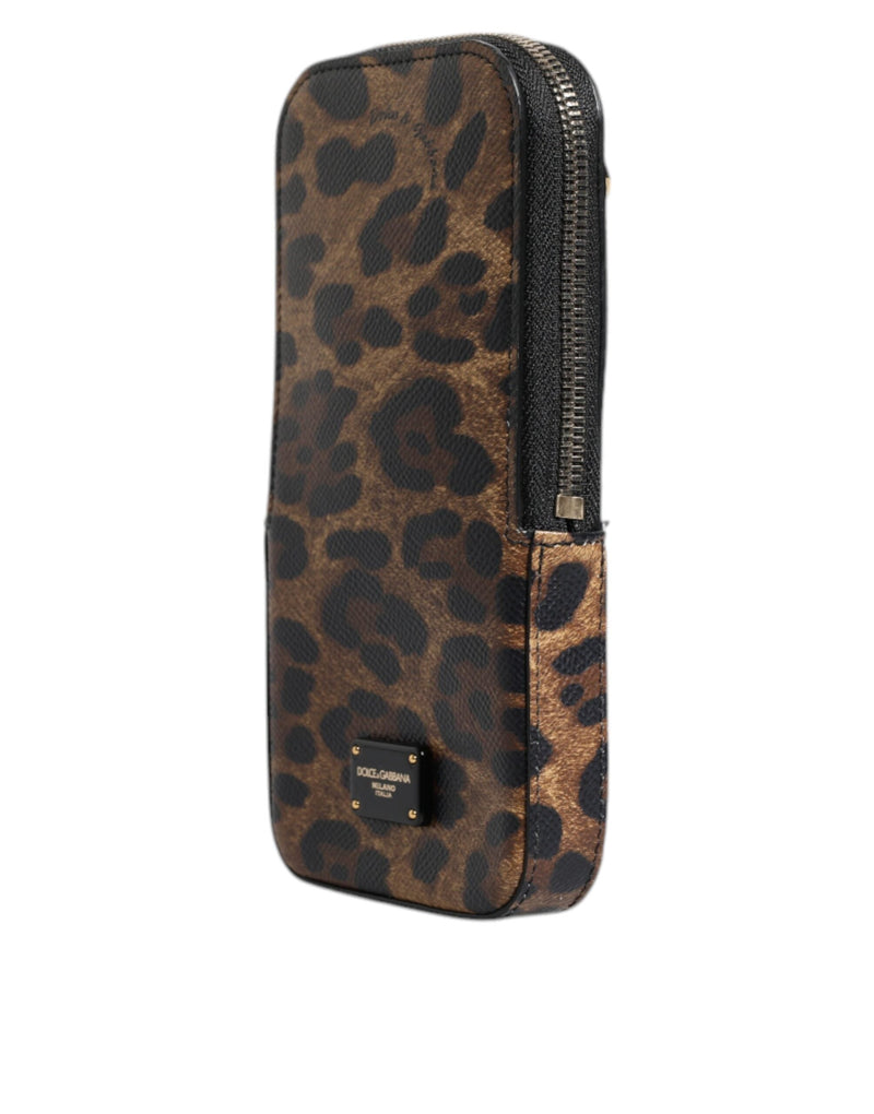 Brown Leopard Print Dauphine Leather Zip Around Wallet Dolce & Gabbana