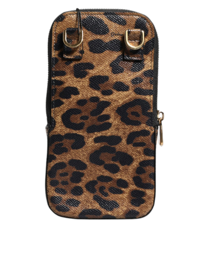 Brown Leopard Print Dauphine Leather Zip Around Wallet Dolce & Gabbana