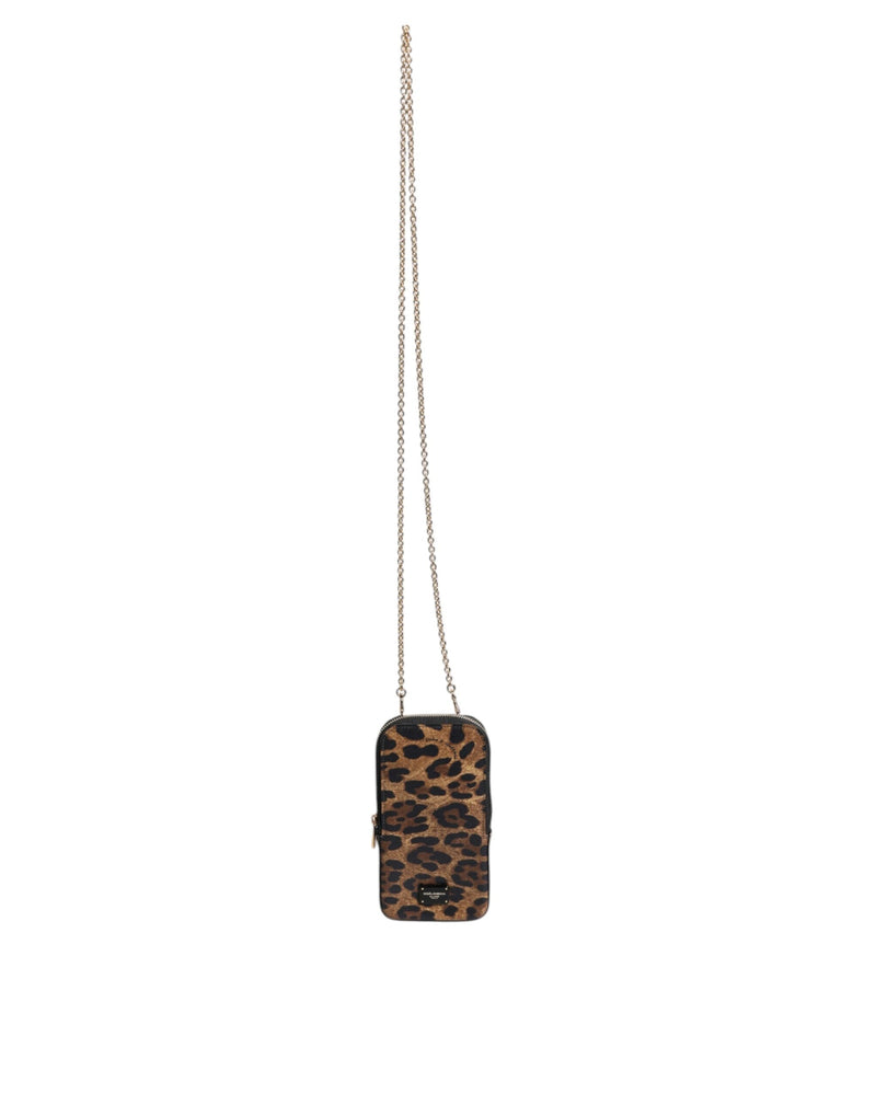 Brown Leopard Print Dauphine Leather Zip Around Wallet Dolce & Gabbana