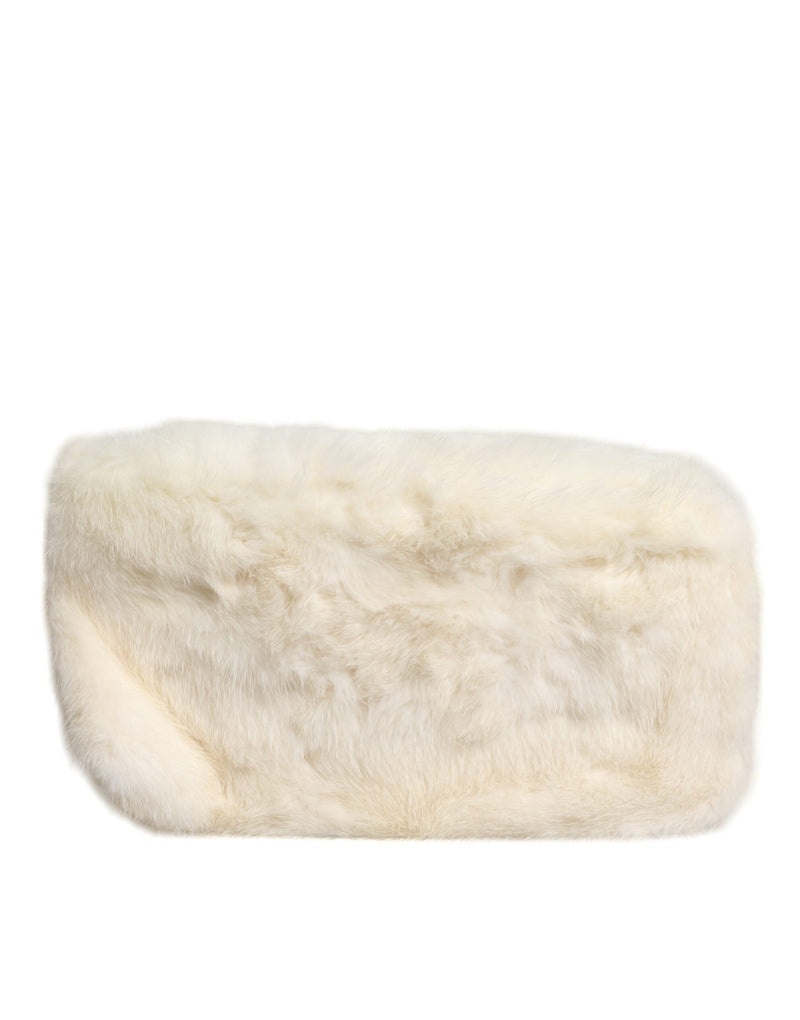 White Fur Handbag Clutch Purse Pouch Bag Dolce & Gabbana