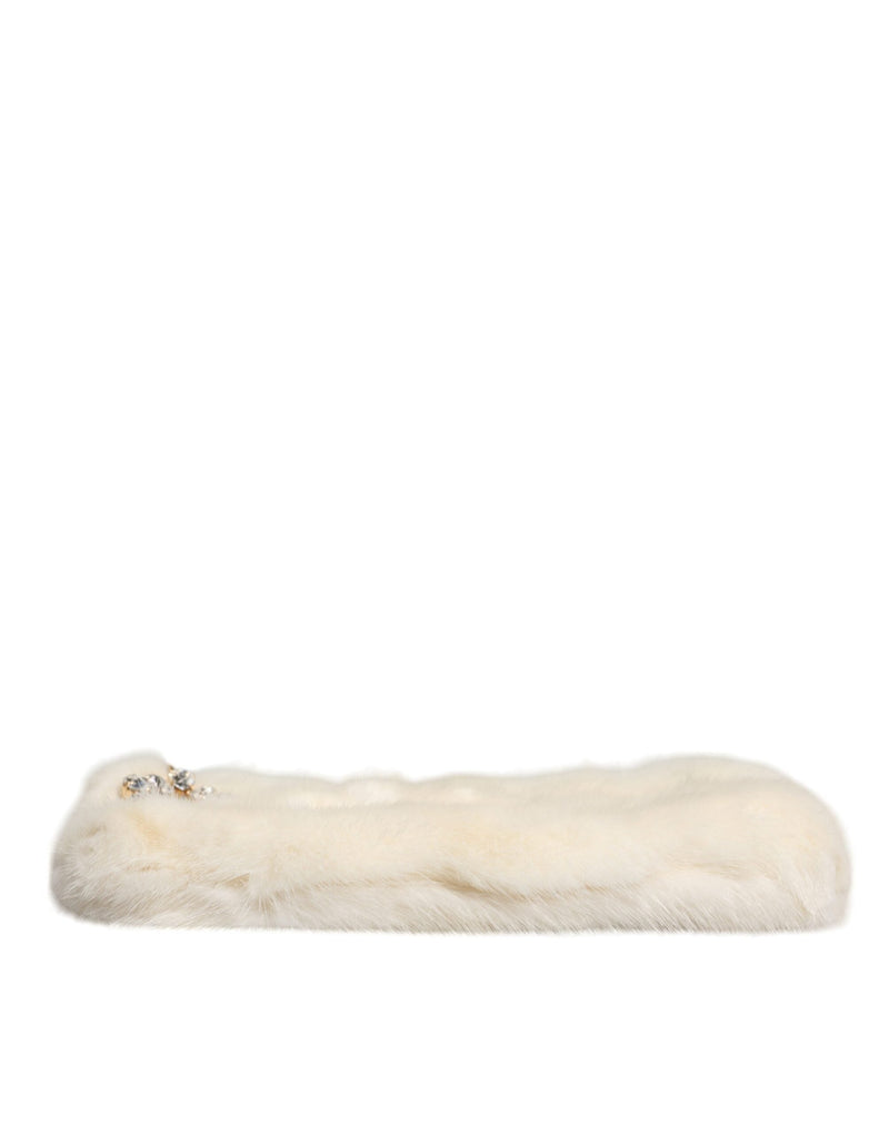 White Fur Handbag Clutch Purse Pouch Bag Dolce & Gabbana