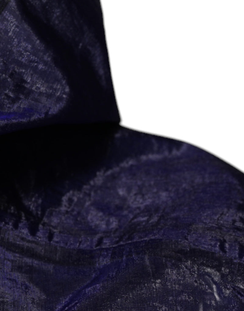 Dark Blue Cotton Hooded Men Raincoat Jacket Dolce & Gabbana