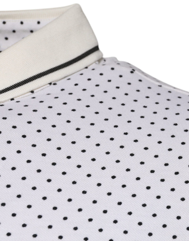 White Polka Dot Cotton Collared Polo T-shirt Dolce & Gabbana