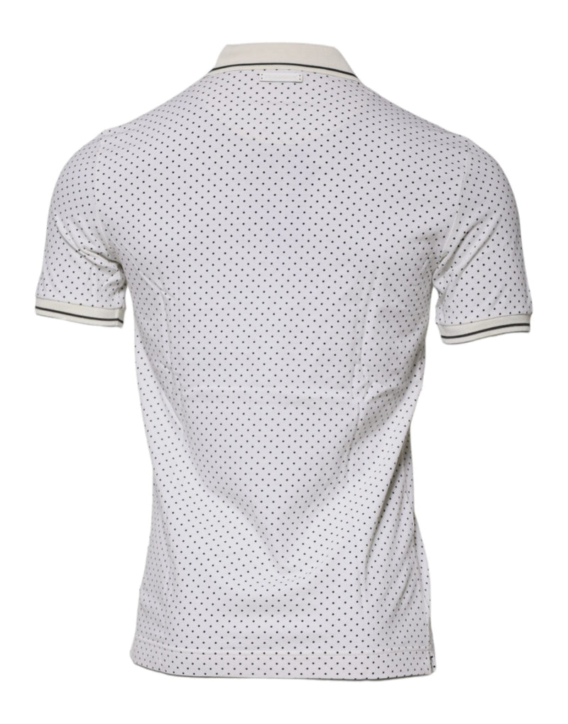 White Polka Dot Cotton Collared Polo T-shirt Dolce & Gabbana