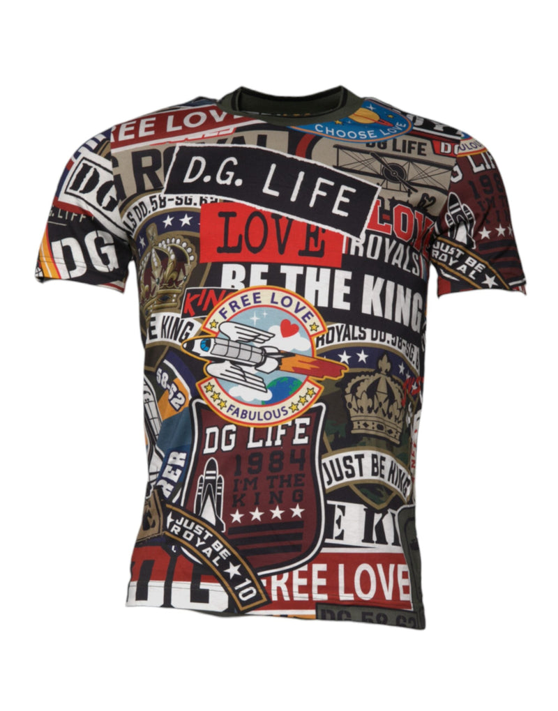 Multicolor Graphic Print Cotton Crew Neck T-shirt Dolce & Gabbana