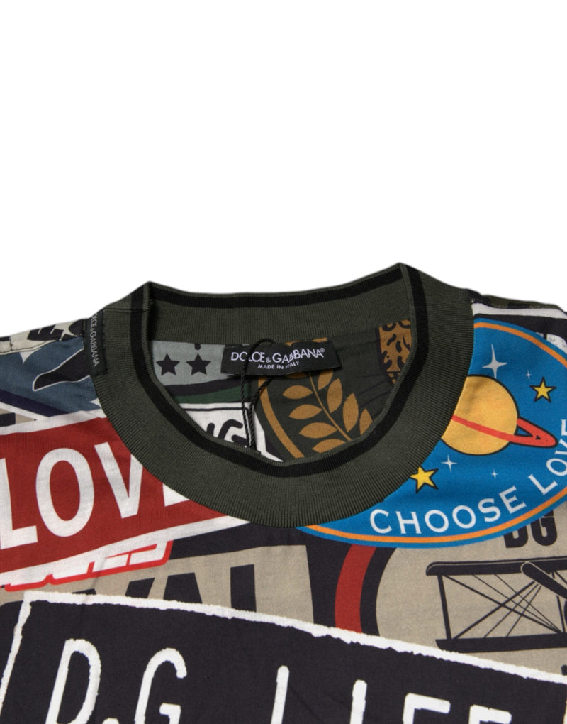 Multicolor Graphic Print Cotton Crew Neck T-shirt Dolce & Gabbana