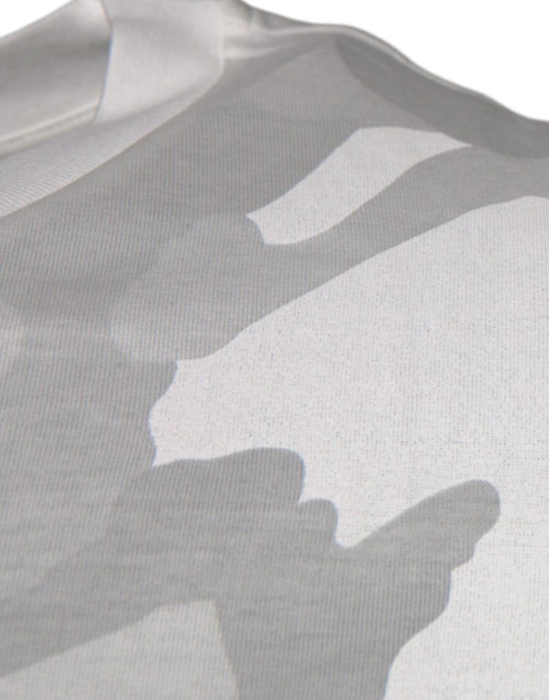 White Gray Camouflage Cotton Crew Neck T-shirt Dolce & Gabbana