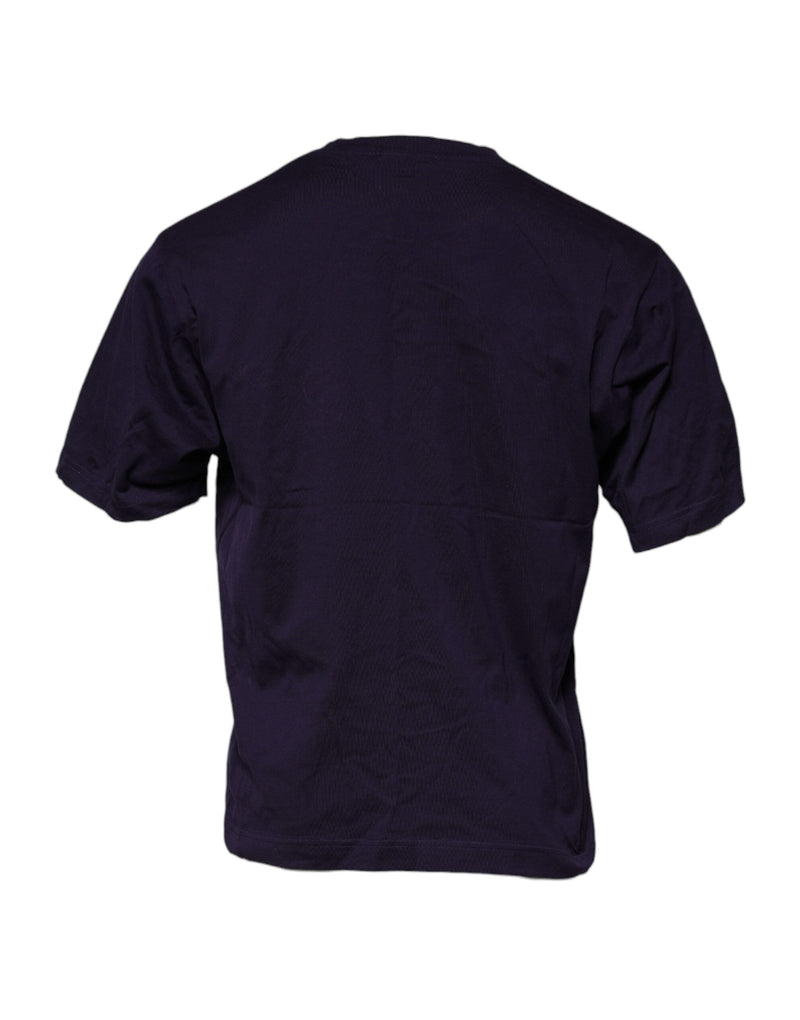 Purple DG Logo Cotton Crew Neck T-shirt Dolce & Gabbana