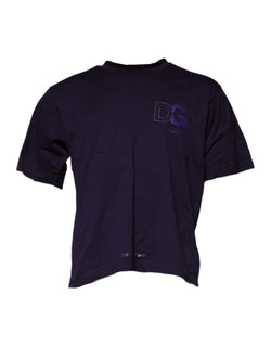 Purple DG Logo Cotton Crew Neck T-shirt Dolce & Gabbana