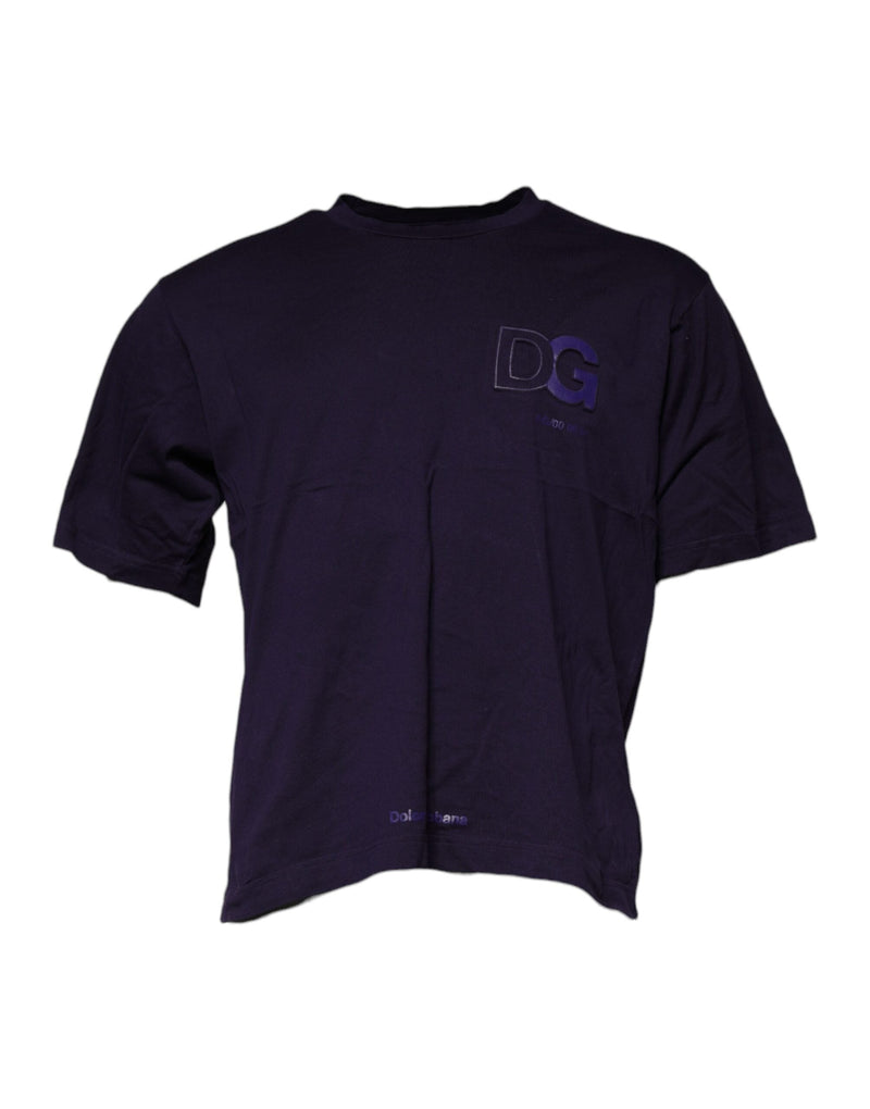 Purple DG Logo Cotton Crew Neck T-shirt Dolce & Gabbana