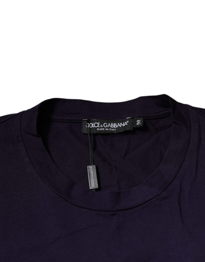 Purple DG Logo Cotton Crew Neck T-shirt Dolce & Gabbana