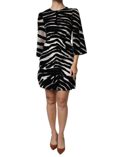 Black White Zebra A-line Sheath Mini Dress Dolce & Gabbana