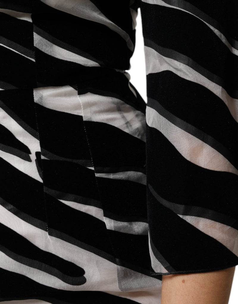 Black White Zebra A-line Sheath Mini Dress Dolce & Gabbana