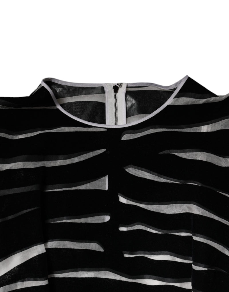 Black White Zebra A-line Sheath Mini Dress Dolce & Gabbana