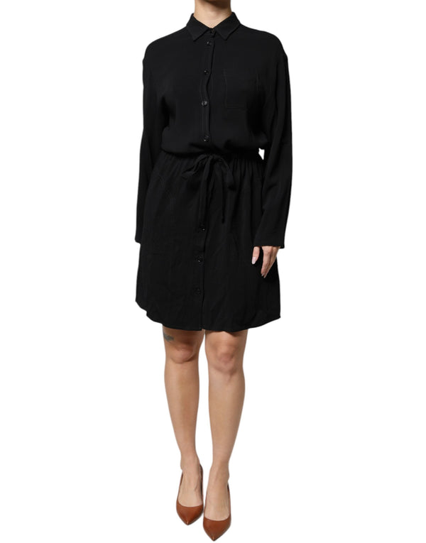 Black Viscose Long Sleeves A-line Mini Dress Emporio Armani