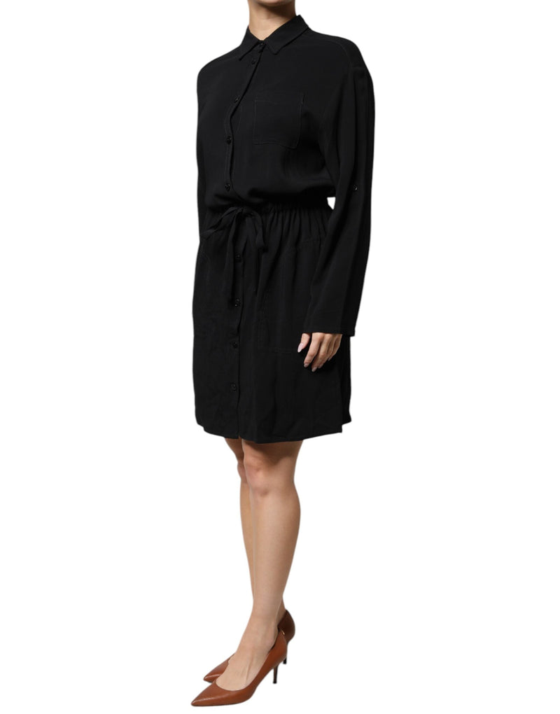 Black Viscose Long Sleeves A-line Mini Dress Emporio Armani