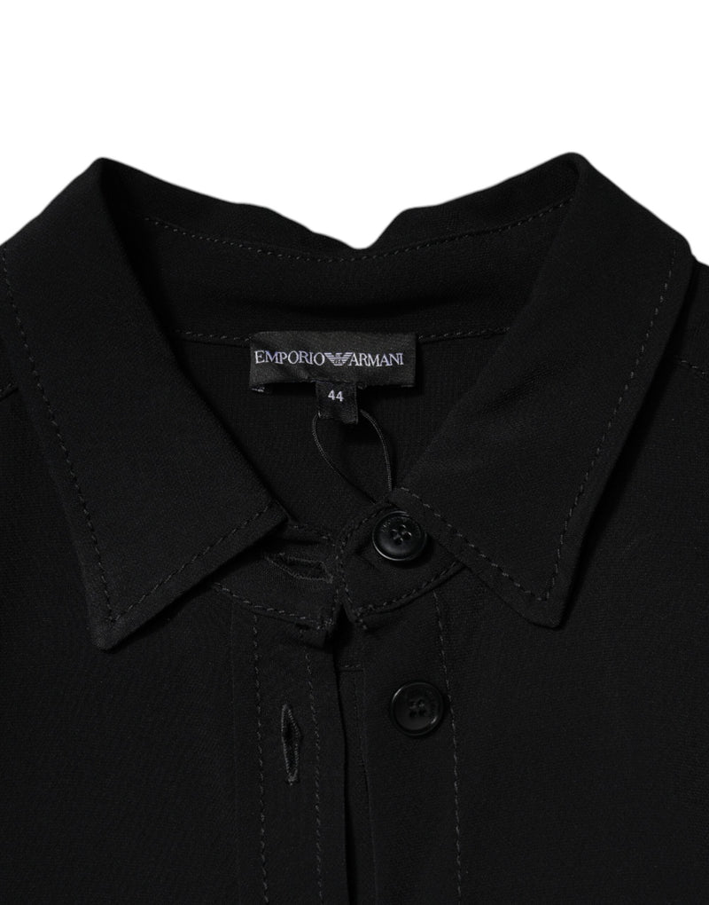 Black Viscose Long Sleeves A-line Mini Dress Emporio Armani