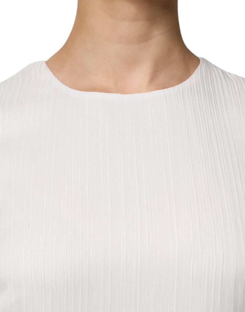 White Sleeveless Round Neck Shift Long Maxi Dress Peserico