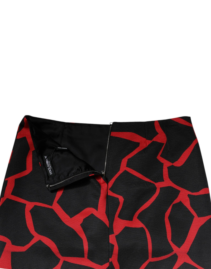 Black Red Abstract Mid Waist A-line Mini Skirt Dolce & Gabbana