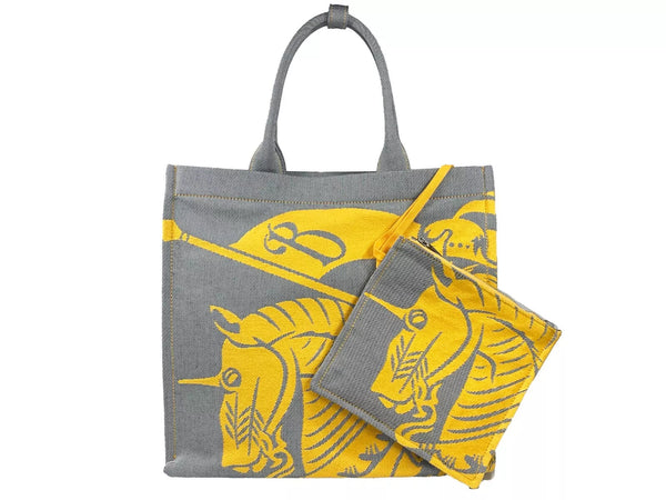 EKD Canvas Tote Bag With Coin Pouch Sunflower Gray Burberry
