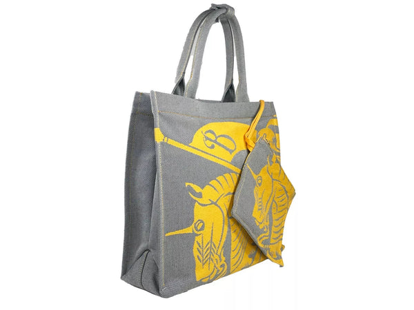 EKD Canvas Tote Bag With Coin Pouch Sunflower Gray Burberry