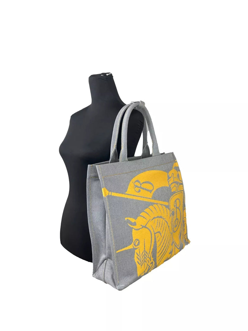 EKD Canvas Tote Bag With Coin Pouch Sunflower Gray Burberry