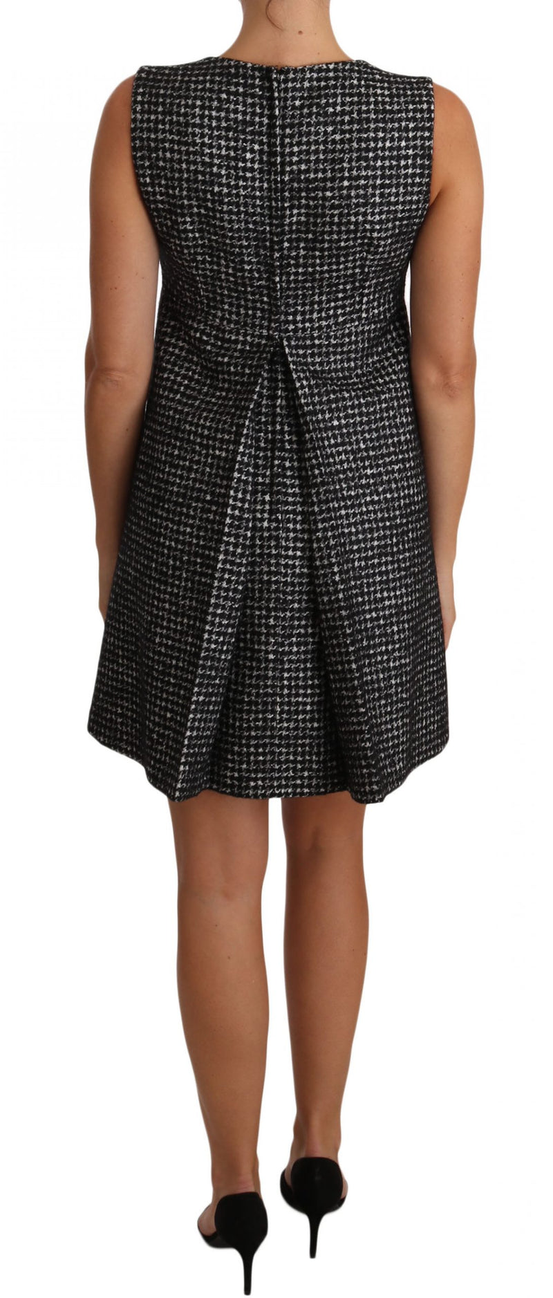 Houndstooth Floral Appliqué Shift Dress Dolce & Gabbana