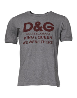 Gray Logo Print Cotton Crew Neck Men T-shirt Dolce & Gabbana
