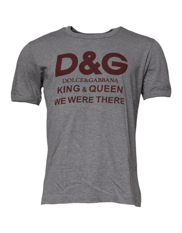Gray Logo Print Cotton Crew Neck Men T-shirt Dolce & Gabbana