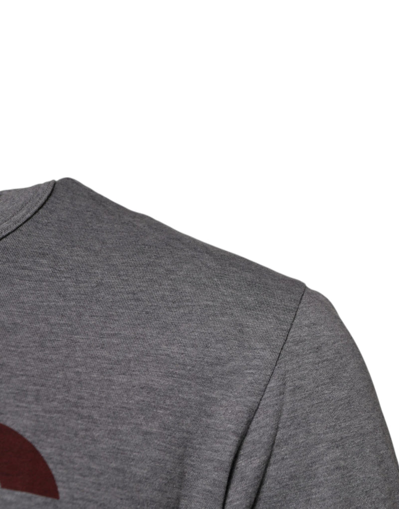 Gray Logo Print Cotton Crew Neck Men T-shirt Dolce & Gabbana
