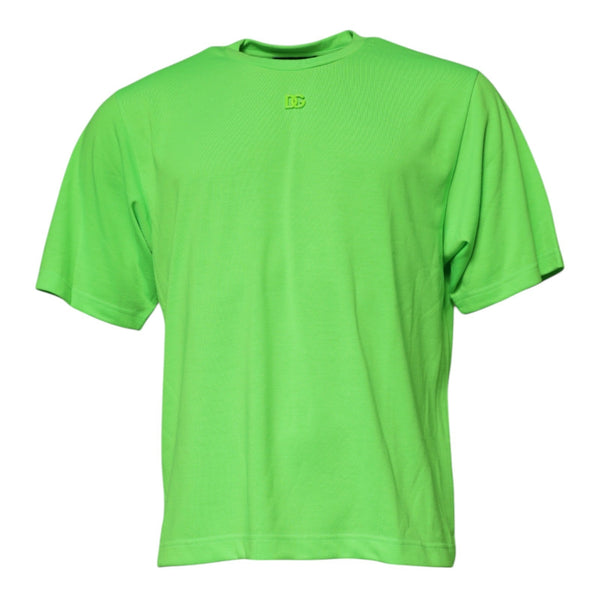 Green Logo Polyester Crew Neck T-shirt Dolce & Gabbana