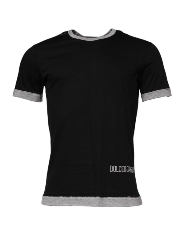 Black Logo Cotton Crew Neck Men Tee T-shirt Dolce & Gabbana