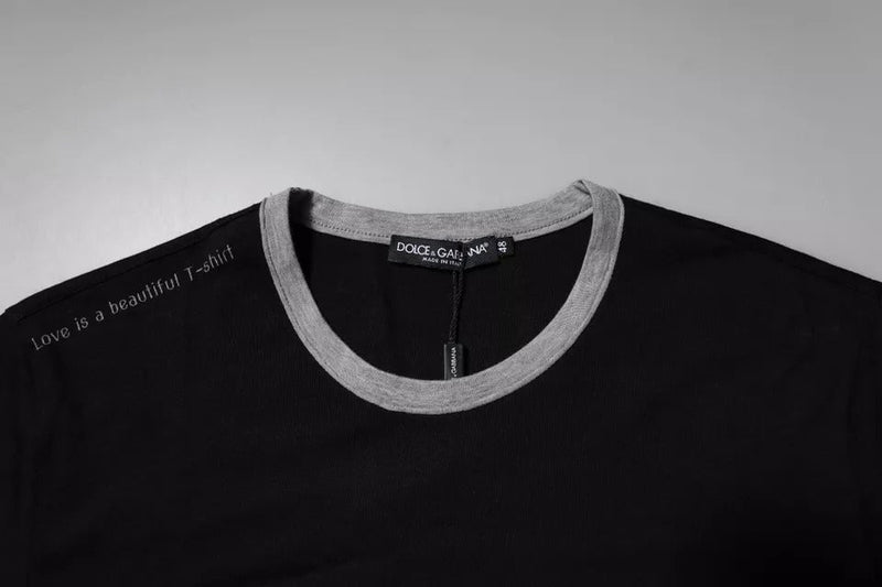 Black Logo Cotton Crew Neck Men Tee T-shirt Dolce & Gabbana