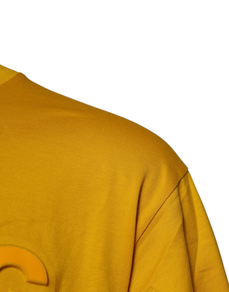 Dark Yellow Logo Cotton Men Crew Neck T-shirt Dolce & Gabbana