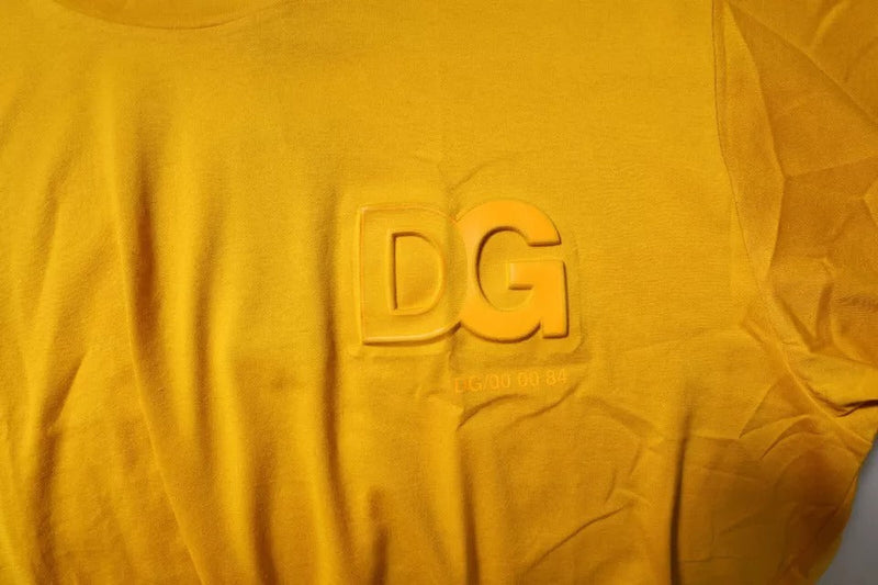 Dark Yellow Logo Cotton Men Crew Neck T-shirt Dolce & Gabbana
