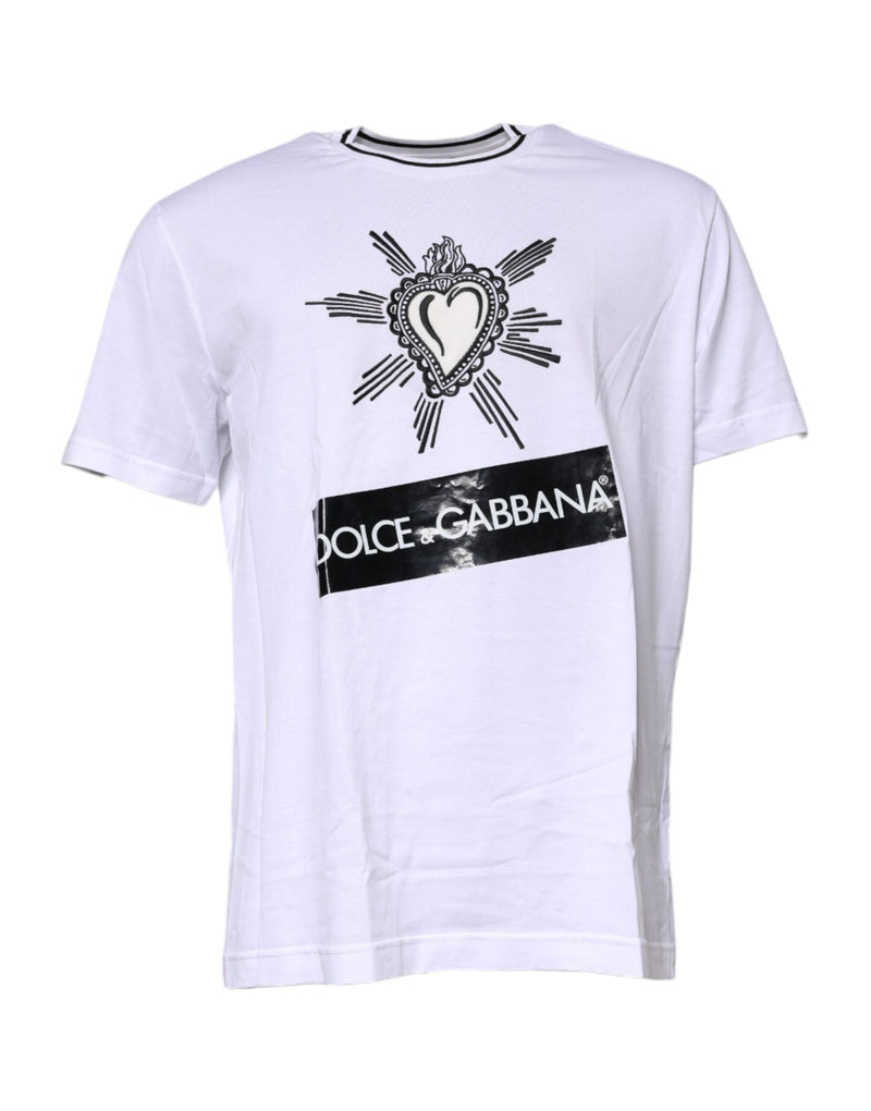 White Sacred Heart Short Sleeve T-shirt Dolce & Gabbana