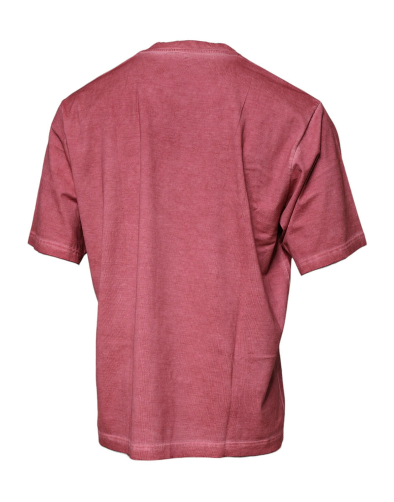 Pink Logo Print Cotton Crew Neck T-shirt Dolce & Gabbana