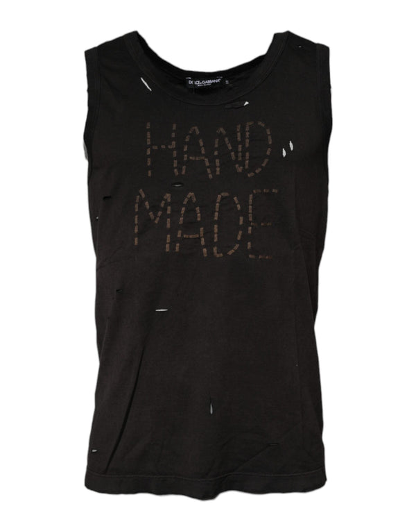 Black Sleeveless Round Neck Tank T-shirt Dolce & Gabbana
