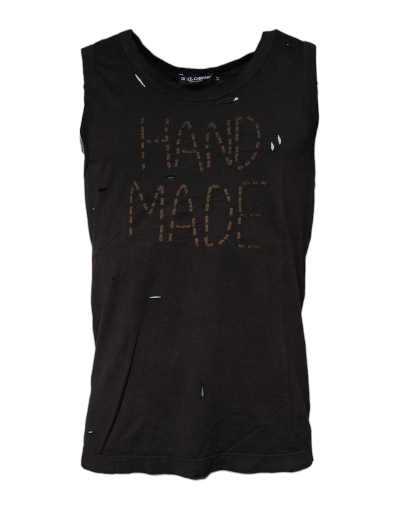 Black Sleeveless Round Neck Tank T-shirt Dolce & Gabbana