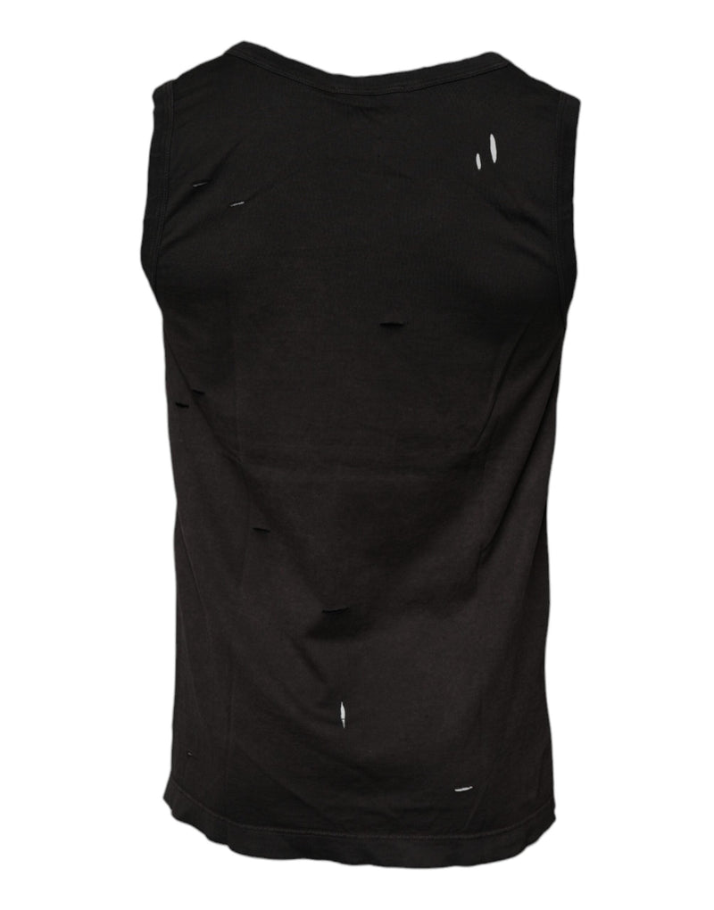 Black Sleeveless Round Neck Tank T-shirt Dolce & Gabbana