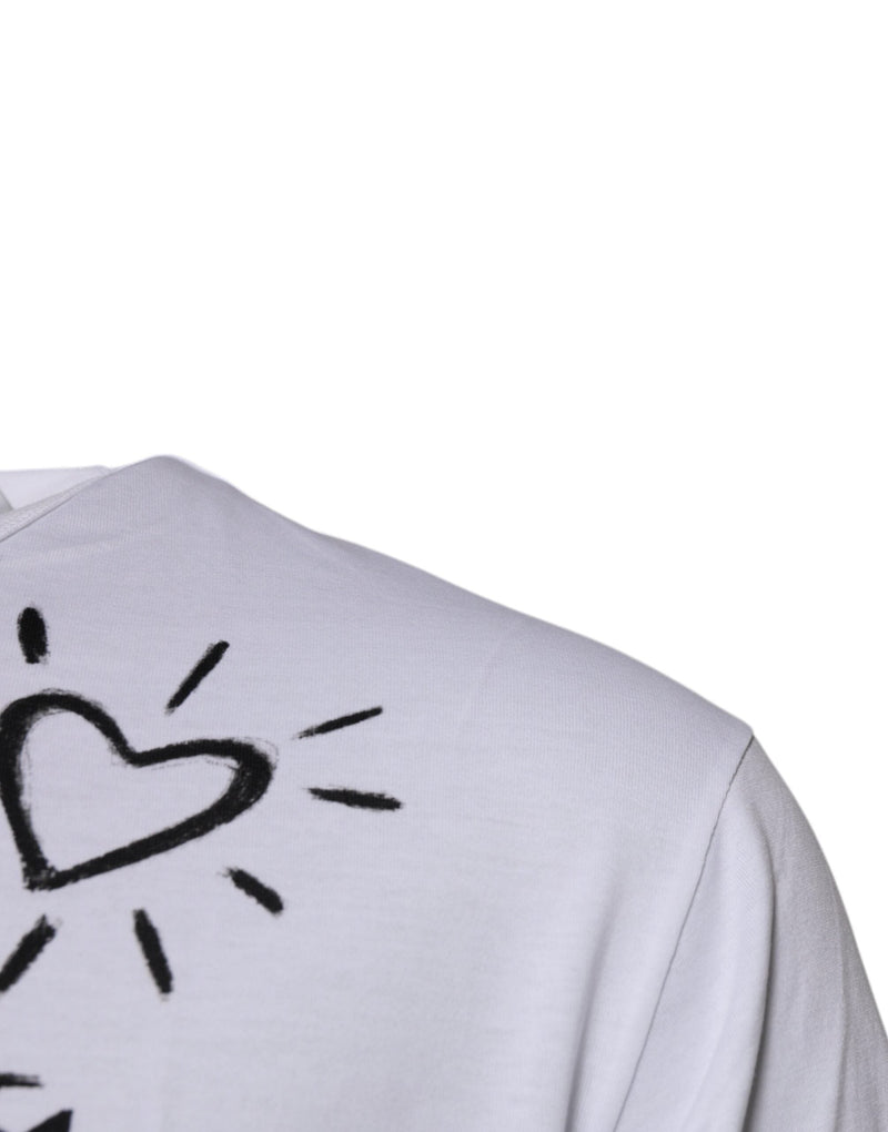 White Floral Print Cotton Crew Neck T-shirt Dolce & Gabbana