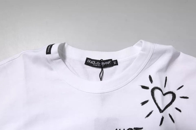 White Floral Print Cotton Crew Neck T-shirt Dolce & Gabbana