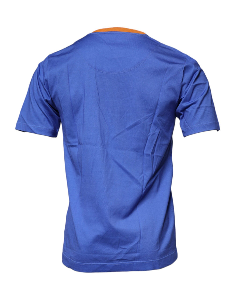 Blue Graphic Print Cotton Crew Neck T-shirt Dolce & Gabbana