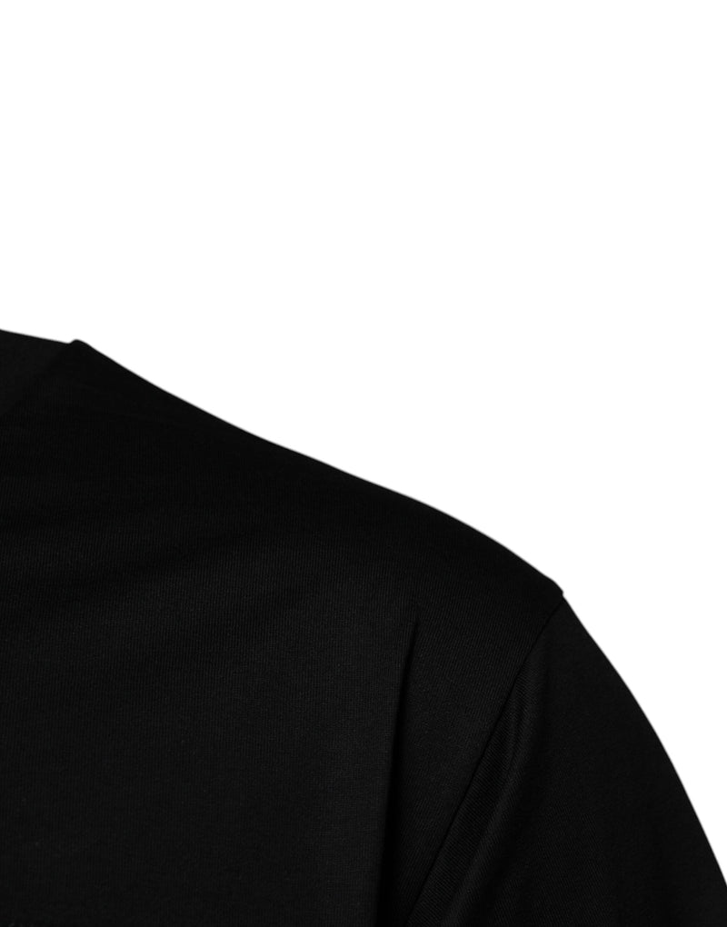 Black Logo Patch Cotton Crew Neck T-shirt Dolce & Gabbana