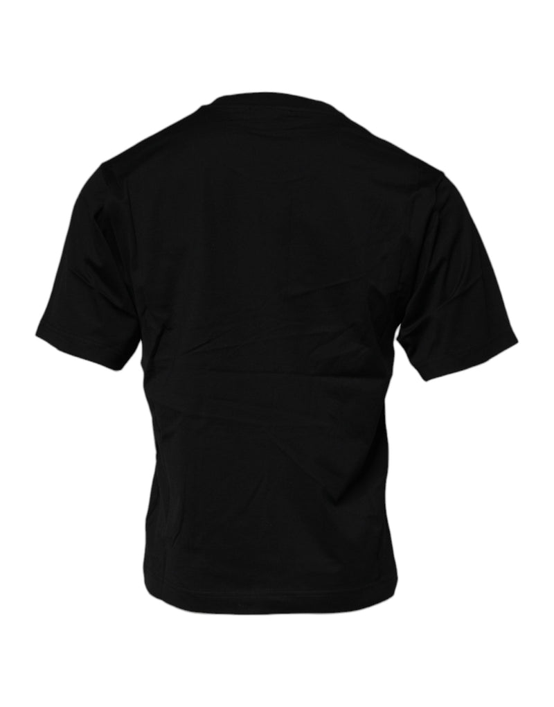 Black Logo Patch Cotton Crew Neck T-shirt Dolce & Gabbana