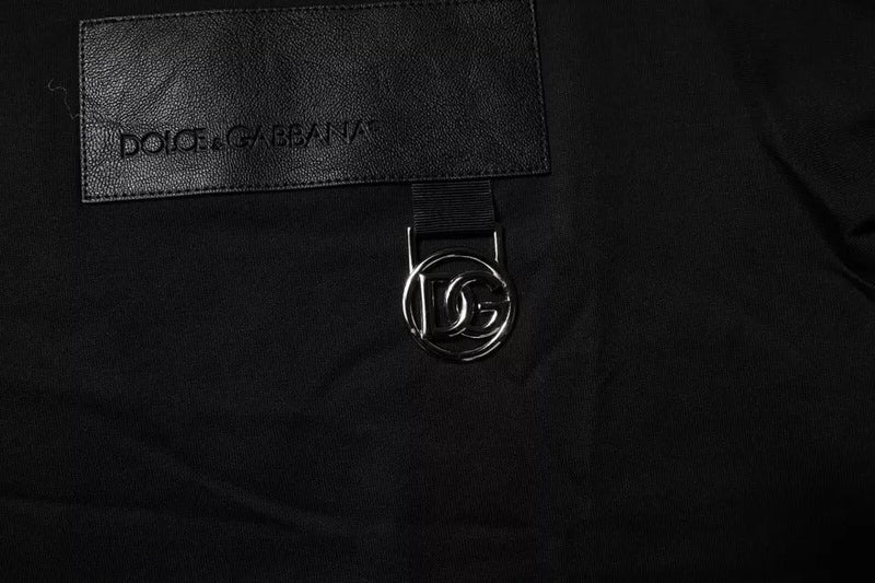 Black Logo Patch Cotton Crew Neck T-shirt Dolce & Gabbana