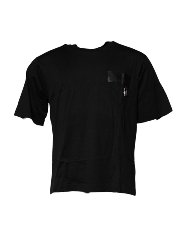 Black Logo Patch Cotton Crew Neck T-shirt Dolce & Gabbana