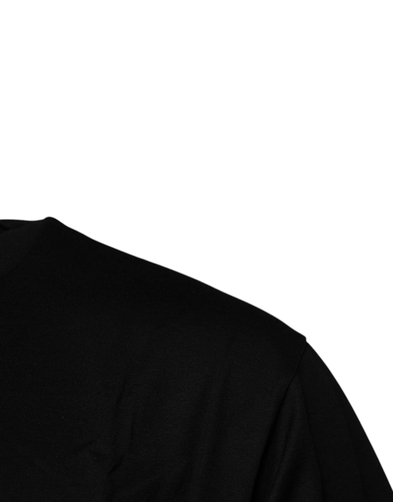 Black Logo Patch Cotton Crew Neck T-shirt Dolce & Gabbana